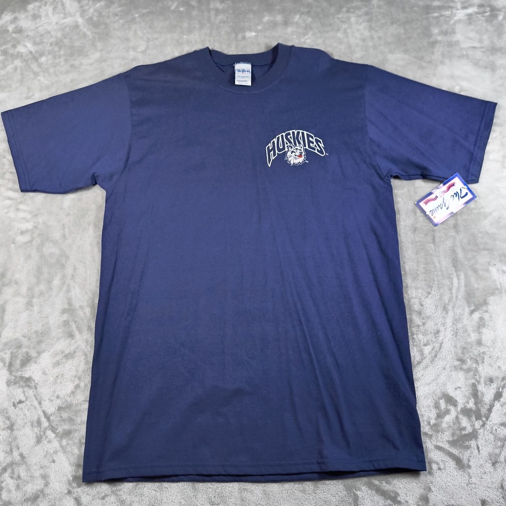Vintage Uconn Huskies Shirt Mens Large Blue NCAA Basketball Embroidered The Game